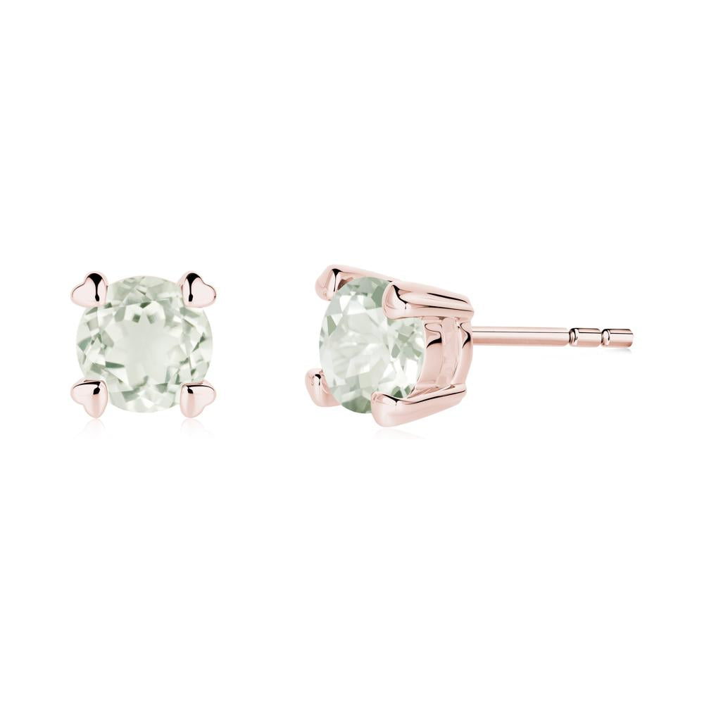 Heart Prongs Solitaire Green Amethyst Earrings - LUO Jewelry #metal_18k rose gold