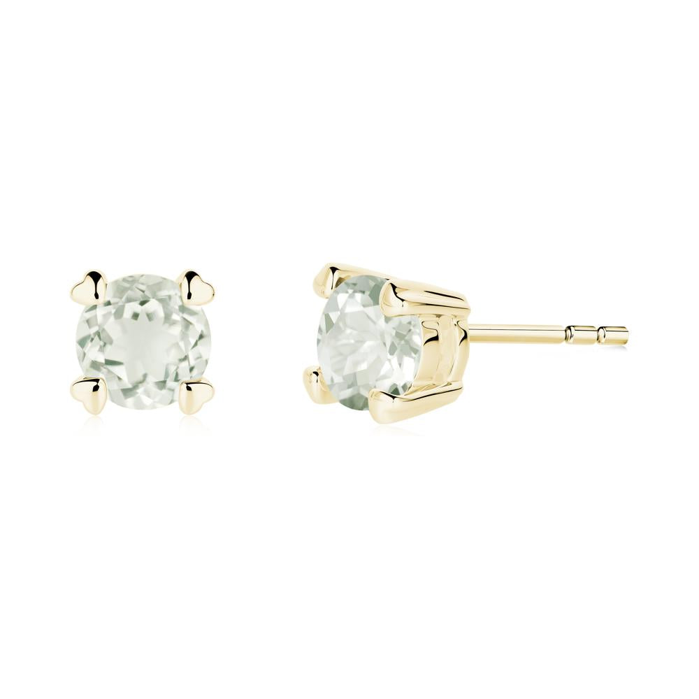 Heart Prongs Solitaire Green Amethyst Earrings - LUO Jewelry #metal_18k yellow gold
