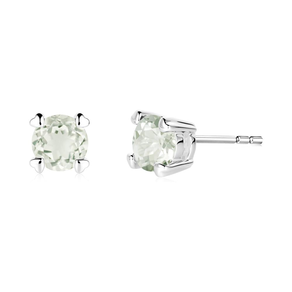 Heart Prongs Solitaire Green Amethyst Earrings - LUO Jewelry #metal_sterling silver