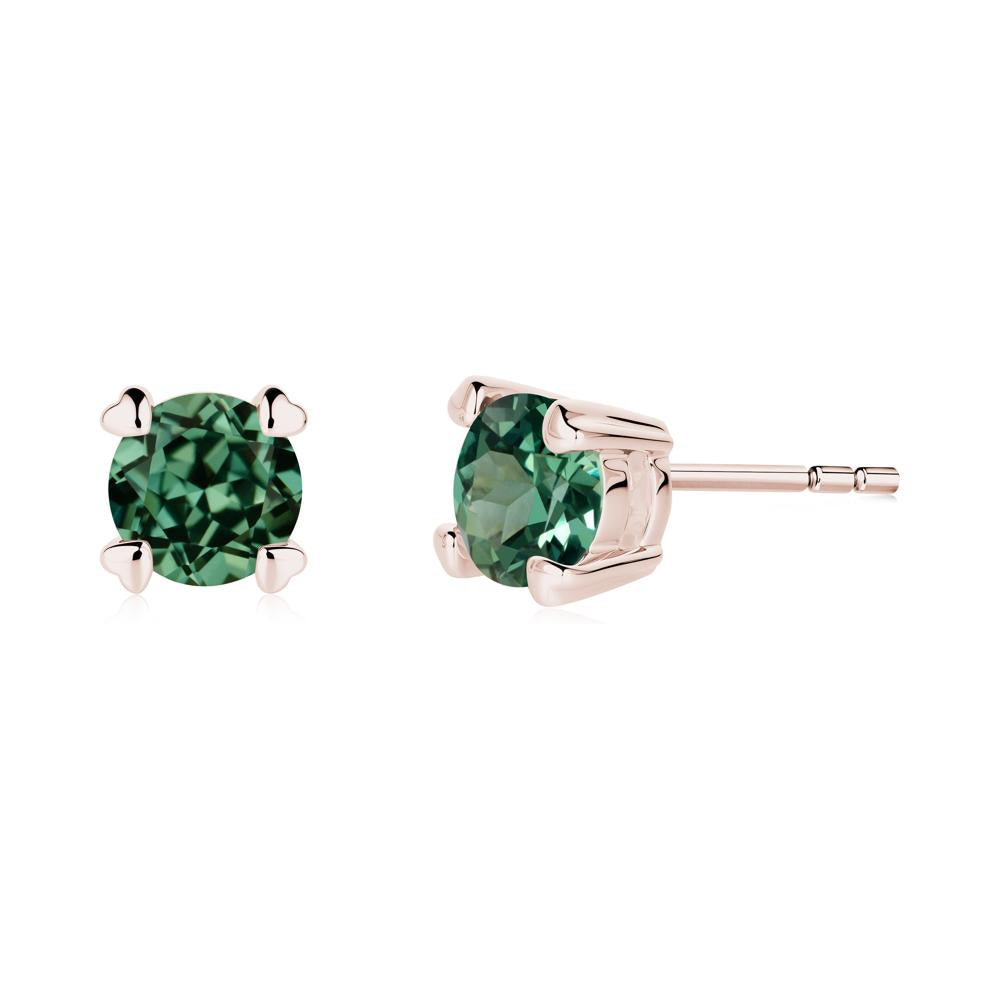 Heart Prongs Green Sapphire Stud Earrings - LUO Jewelry #metal_14k rose gold