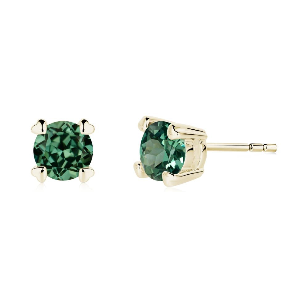 Heart Prongs Green Sapphire Stud Earrings - LUO Jewelry #metal_14k yellow gold