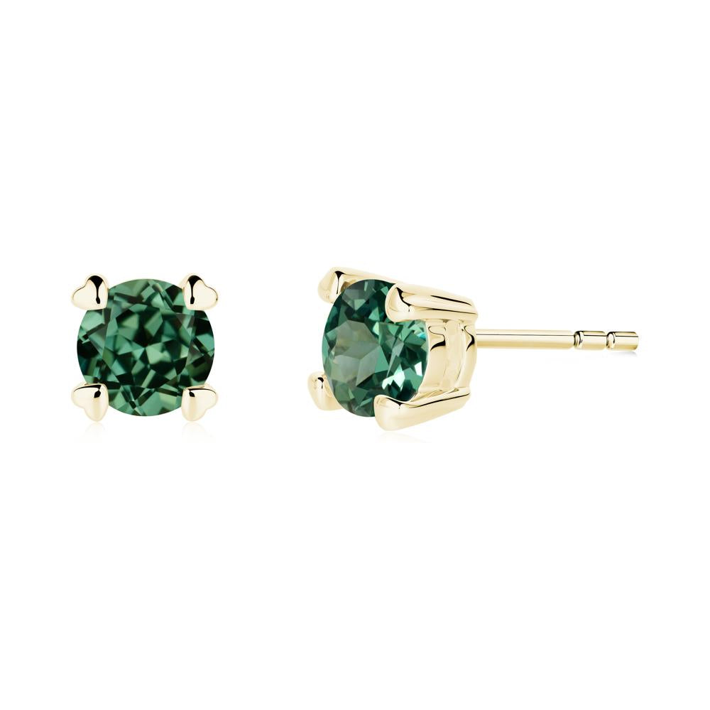Heart Prongs Green Sapphire Stud Earrings - LUO Jewelry #metal_18k yellow gold