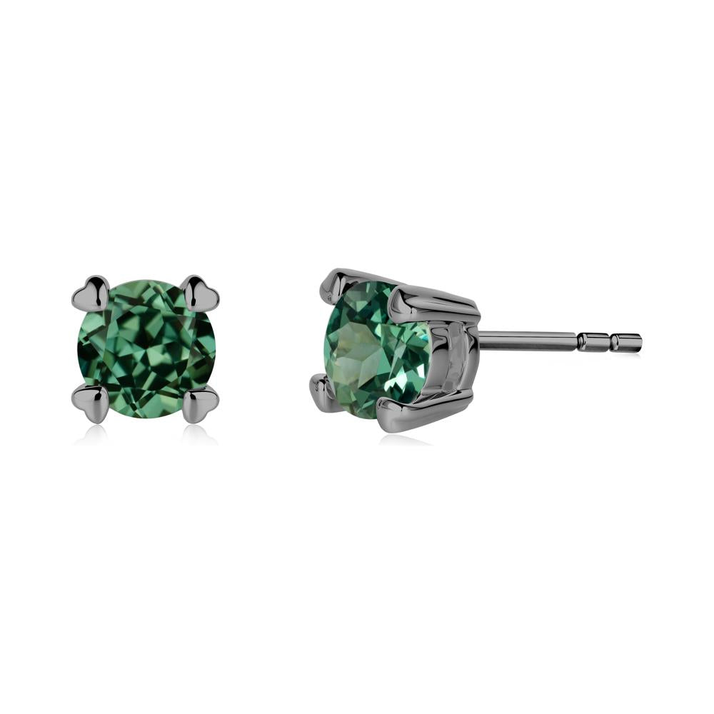 Heart Prongs Green Sapphire Stud Earrings - LUO Jewelry #metal_black finish sterling silver