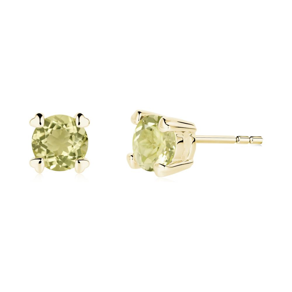 Lemon Quartz Stud Earrings with Heart Prongs - LUO Jewelry #metal_18k yellow gold