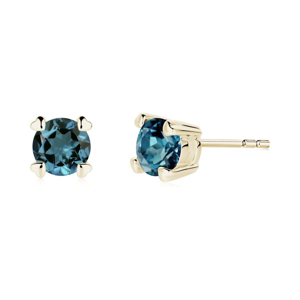 Heart Prongs London Blue Topaz Stud Earrings - LUO Jewelry #metal_14k yellow gold