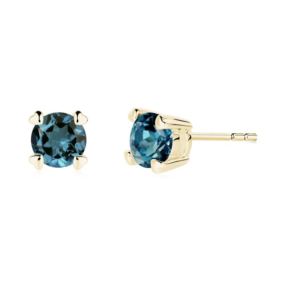 Heart Prongs London Blue Topaz Stud Earrings - LUO Jewelry #metal_18k yellow gold