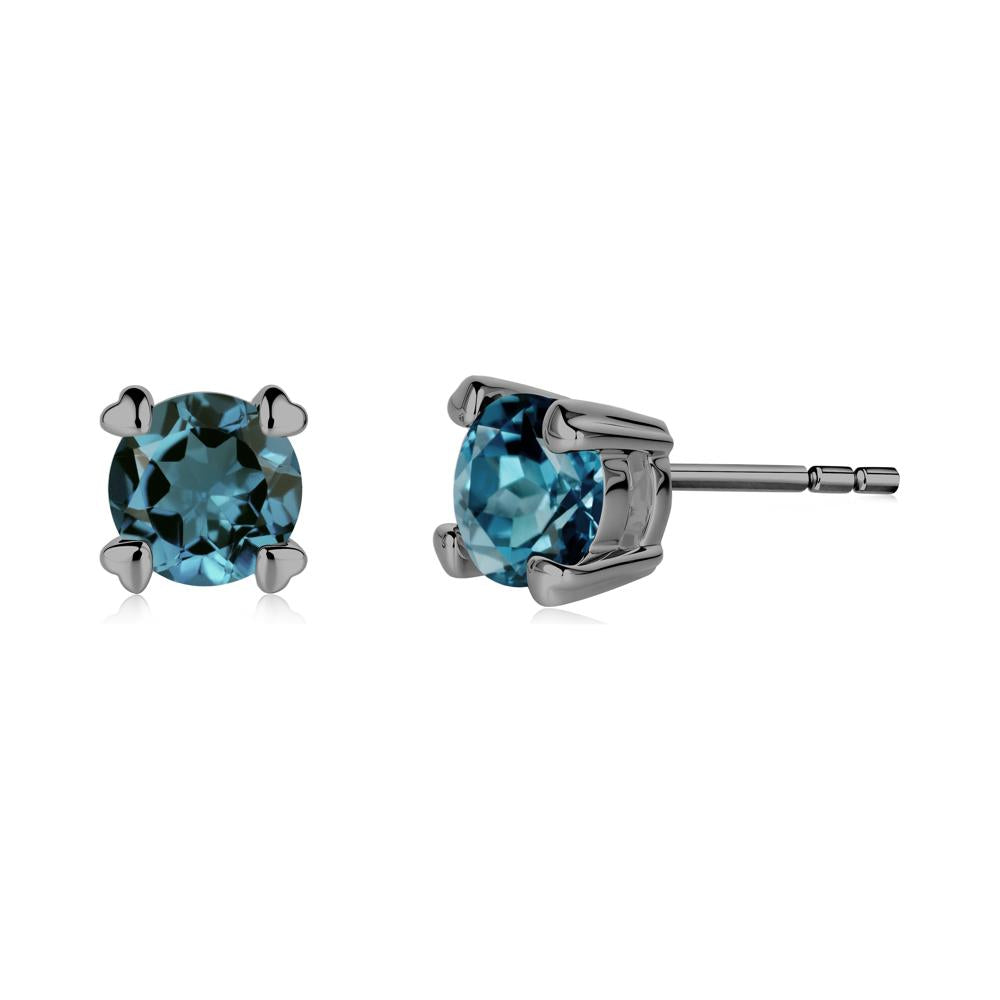 Heart Prongs London Blue Topaz Stud Earrings - LUO Jewelry #metal_black finish sterling silver