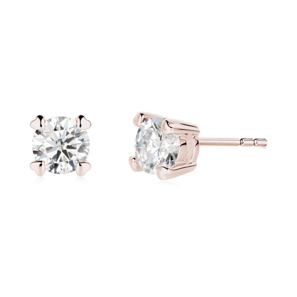 Heart Prongs Moissanite Stud Earrings - LUO Jewelry #metal_14k rose gold