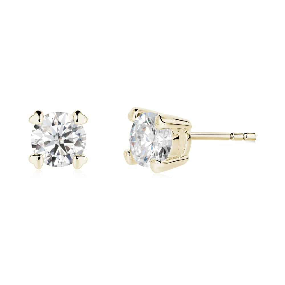 Heart Prongs Moissanite Stud Earrings - LUO Jewelry #metal_14k yellow gold