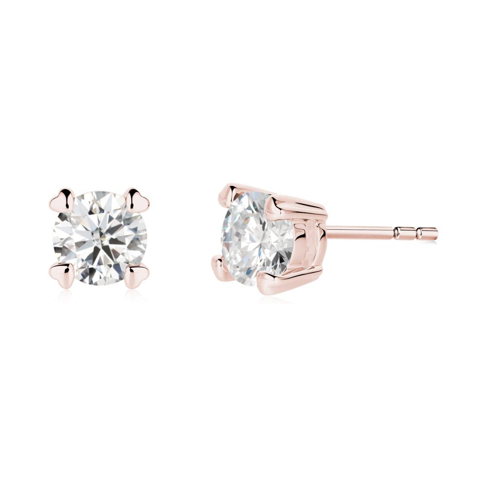 Heart Prongs Moissanite Stud Earrings - LUO Jewelry #metal_18k rose gold