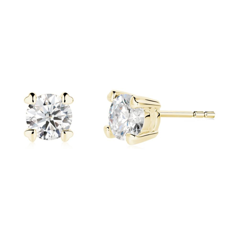 Heart Prongs Moissanite Stud Earrings - LUO Jewelry #metal_18k yellow gold