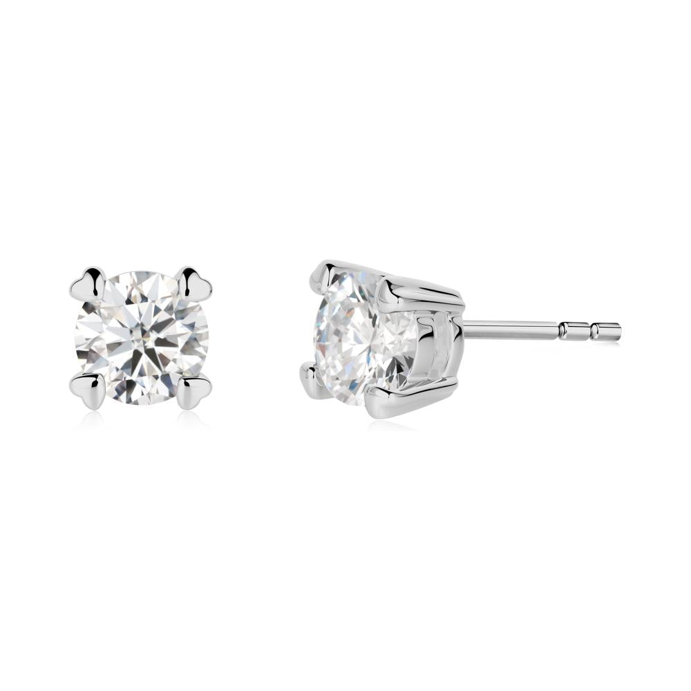Heart Prongs Moissanite Stud Earrings - LUO Jewelry #metal_platinum