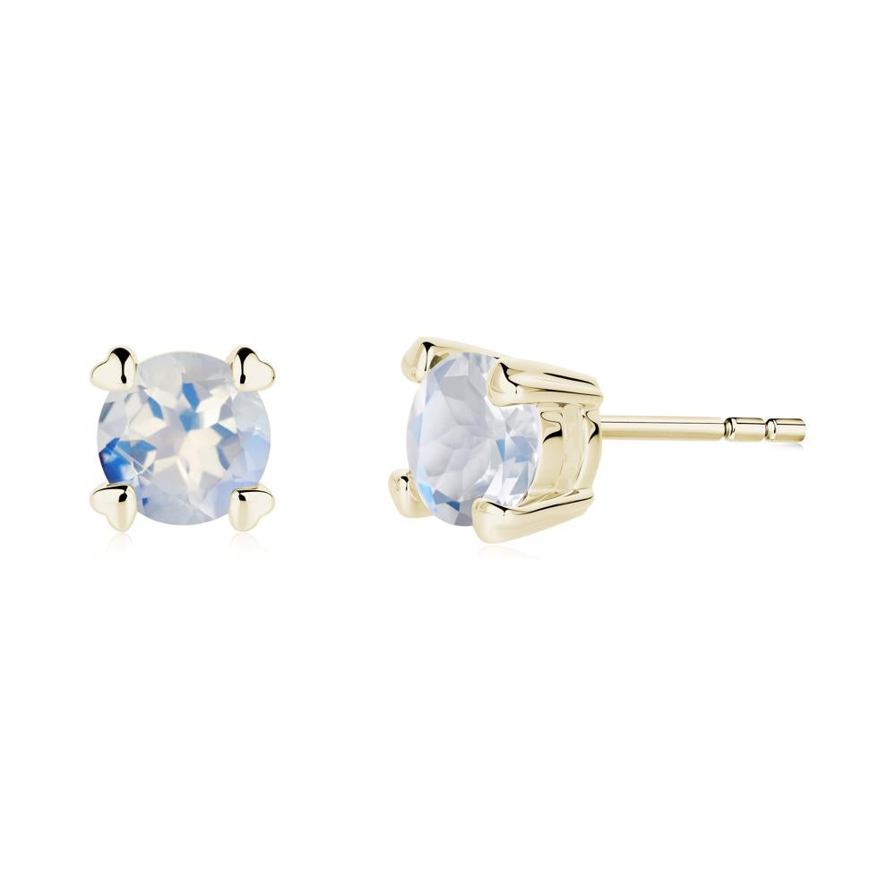 Moonstone Stud Earrings with Heart Prongs - LUO Jewelry #metal_14k yellow gold