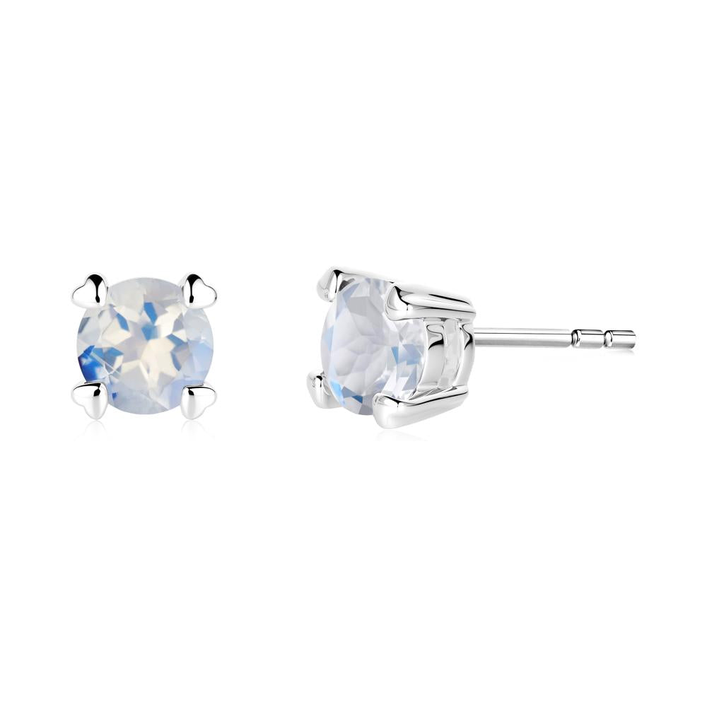 Moonstone Stud Earrings with Heart Prongs - LUO Jewelry #metal_18k white gold