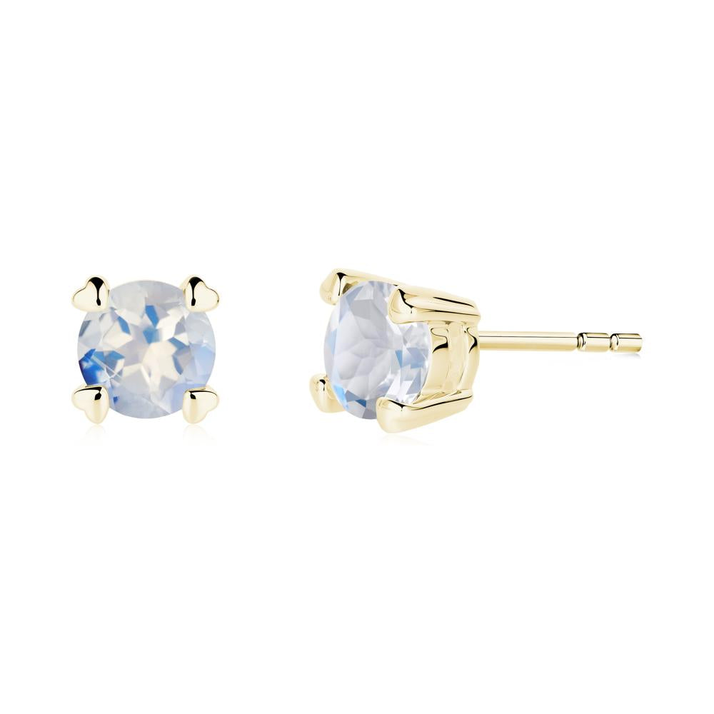 Moonstone Stud Earrings with Heart Prongs - LUO Jewelry #metal_18k yellow gold