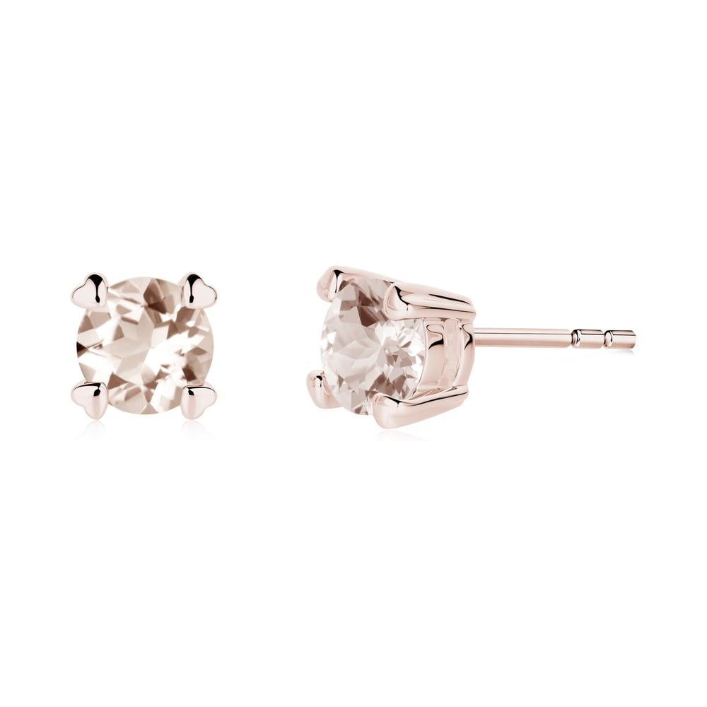 Heart Prongs Morganite Stud Earrings - LUO Jewelry #metal_14k rose gold