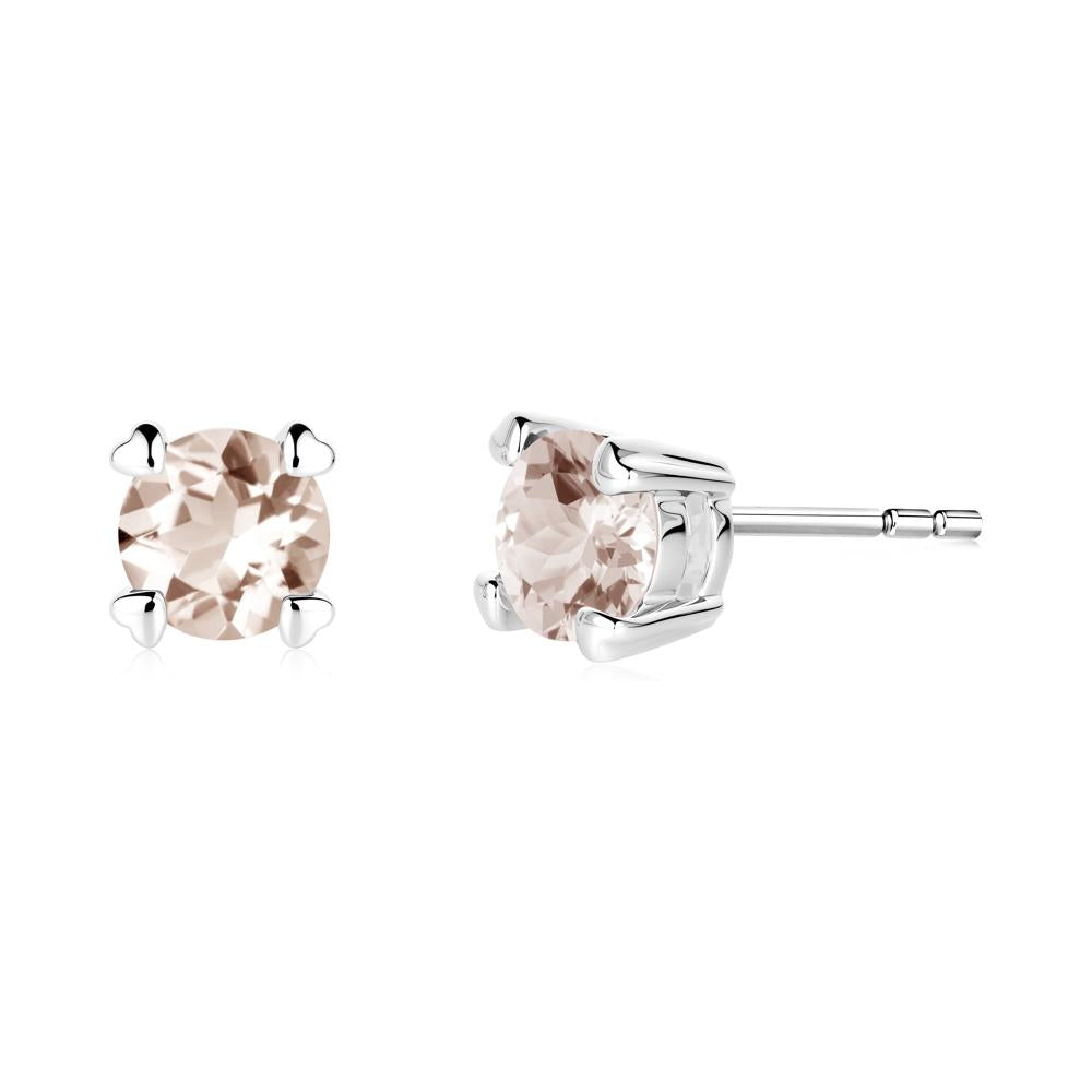 Heart Prongs Morganite Stud Earrings - LUO Jewelry #metal_14k white gold