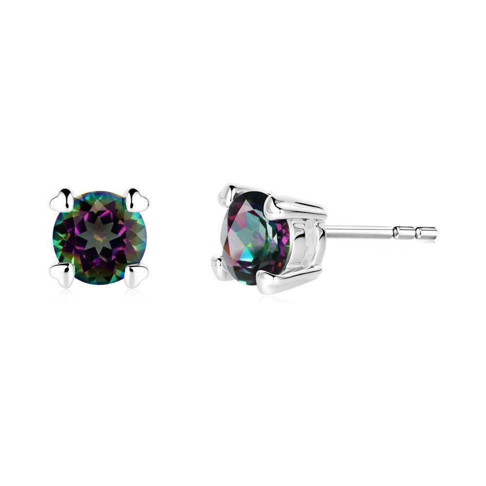 Mystic Topaz Stud Earrings with Heart Prongs - LUO Jewelry #metal_14k white gold
