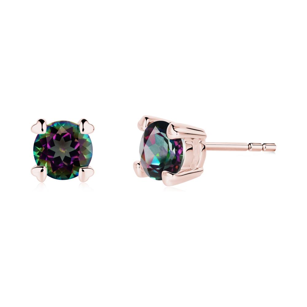 Mystic Topaz Stud Earrings with Heart Prongs - LUO Jewelry #metal_18k rose gold