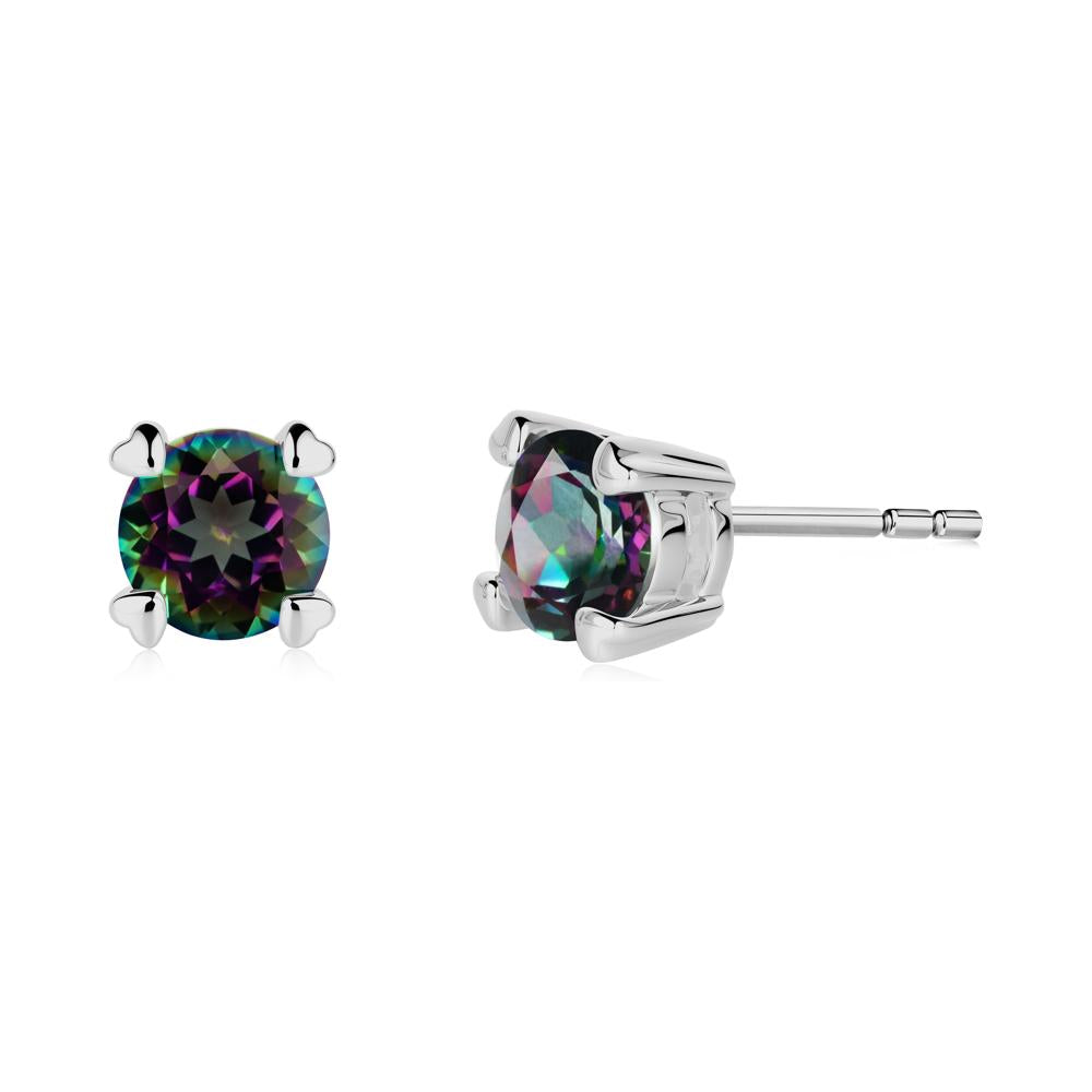 Mystic Topaz Stud Earrings with Heart Prongs - LUO Jewelry #metal_platinum