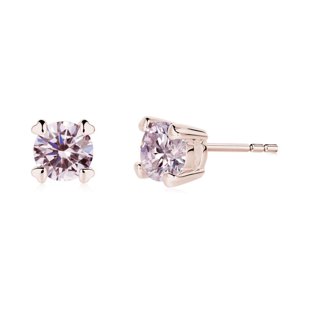 Heart Prongs Pink Cubic Zirconia Stud Earrings - LUO Jewelry #metal_14k rose gold