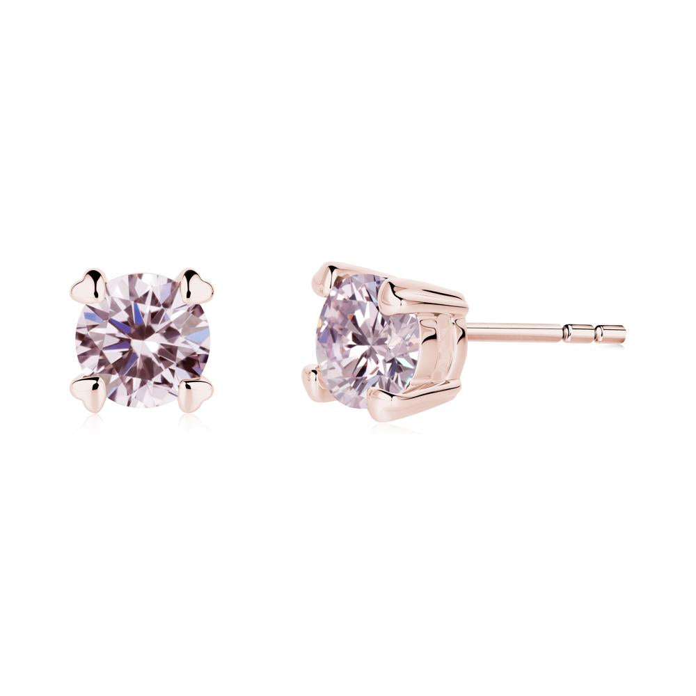 Heart Prongs Pink Cubic Zirconia Stud Earrings - LUO Jewelry #metal_18k rose gold