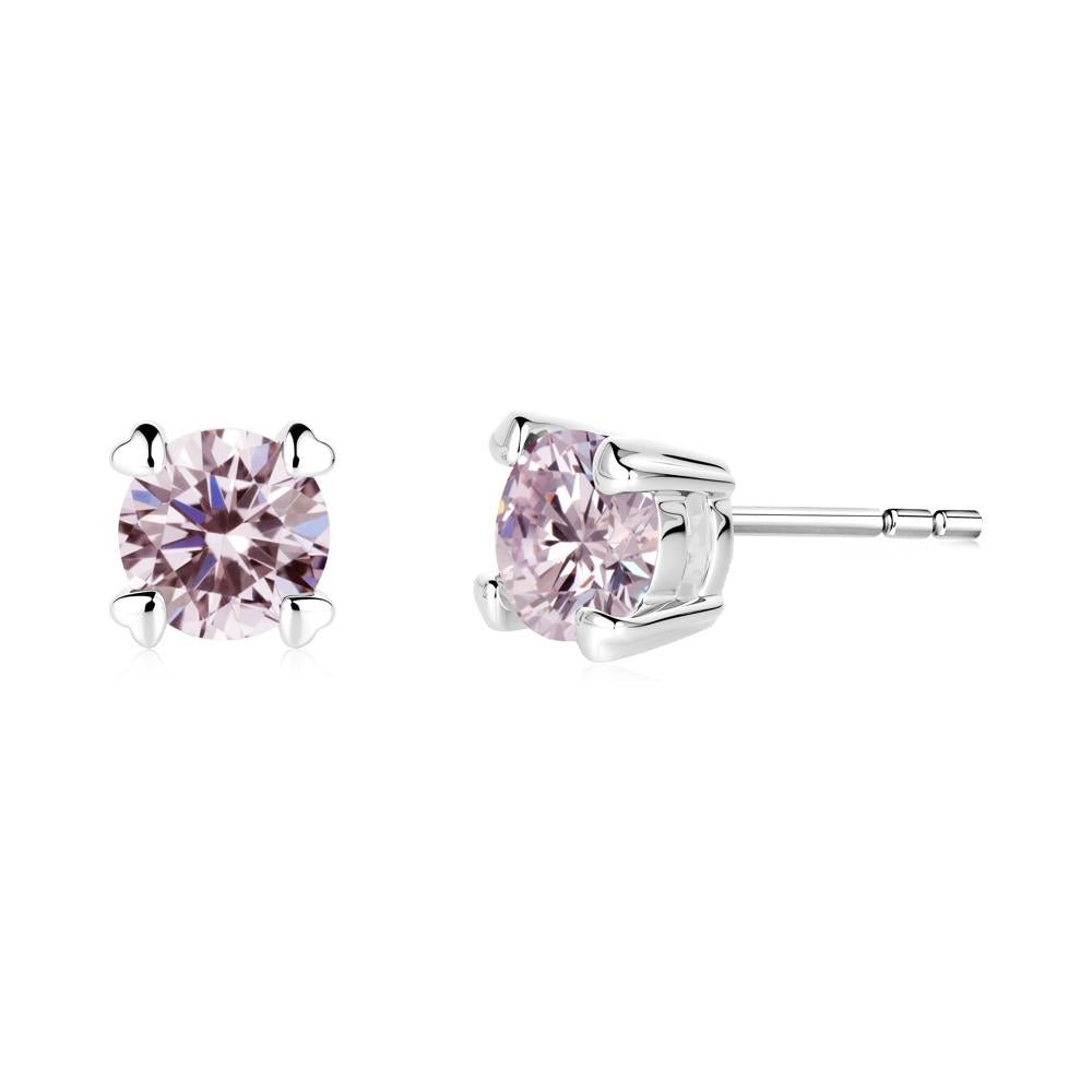 Heart Prongs Pink Cubic Zirconia Stud Earrings - LUO Jewelry #metal_18k white gold