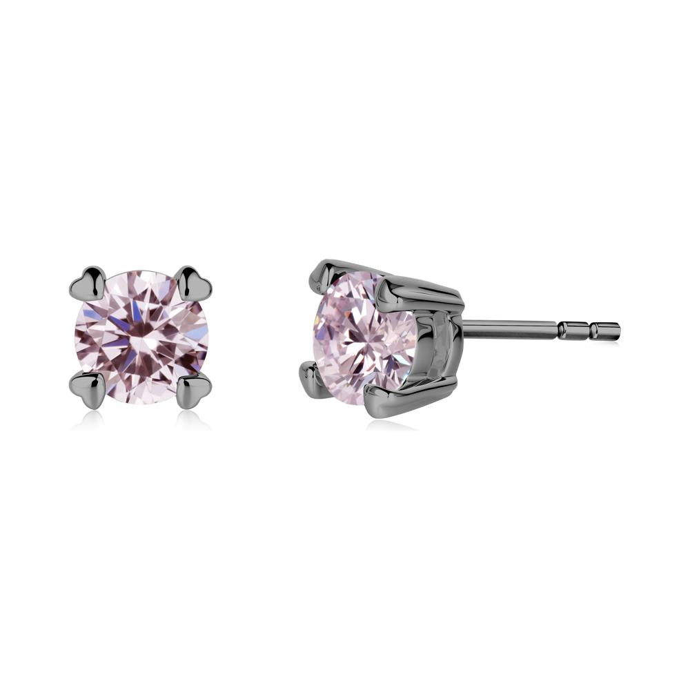 Heart Prongs Pink Cubic Zirconia Stud Earrings - LUO Jewelry #metal_black finish sterling silver