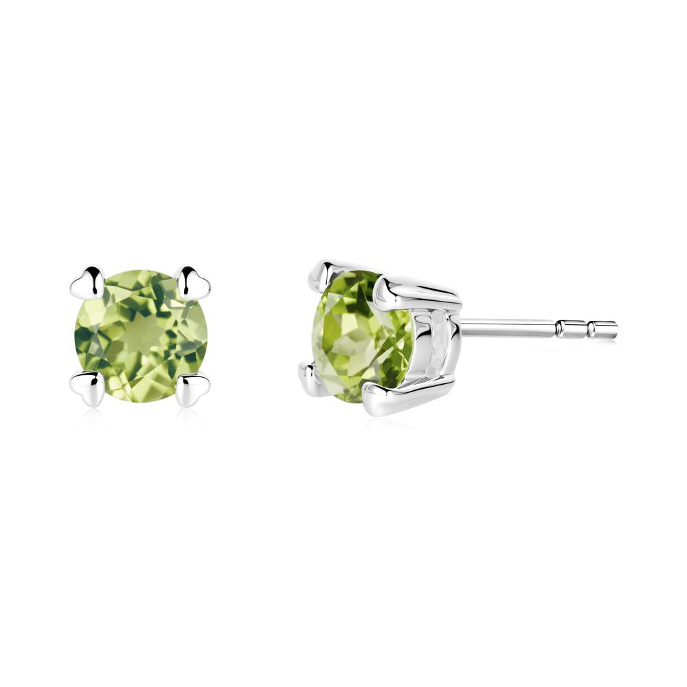 Peridot Stud Earrings with Heart Prongs - LUO Jewelry #metal_14k white gold