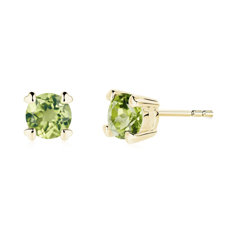 Peridot Stud Earrings with Heart Prongs - LUO Jewelry #metal_18k yellow gold