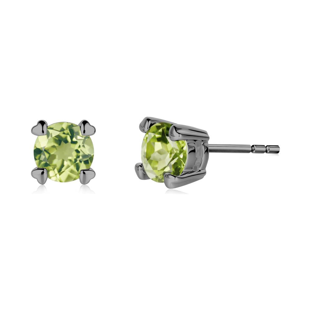 Peridot Stud Earrings with Heart Prongs - LUO Jewelry #metal_black finish sterling silver