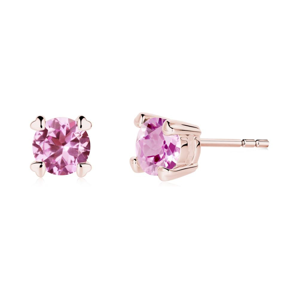 Pink Sapphire Stud Earrings with Heart Prongs - LUO Jewelry #metal_18k rose gold