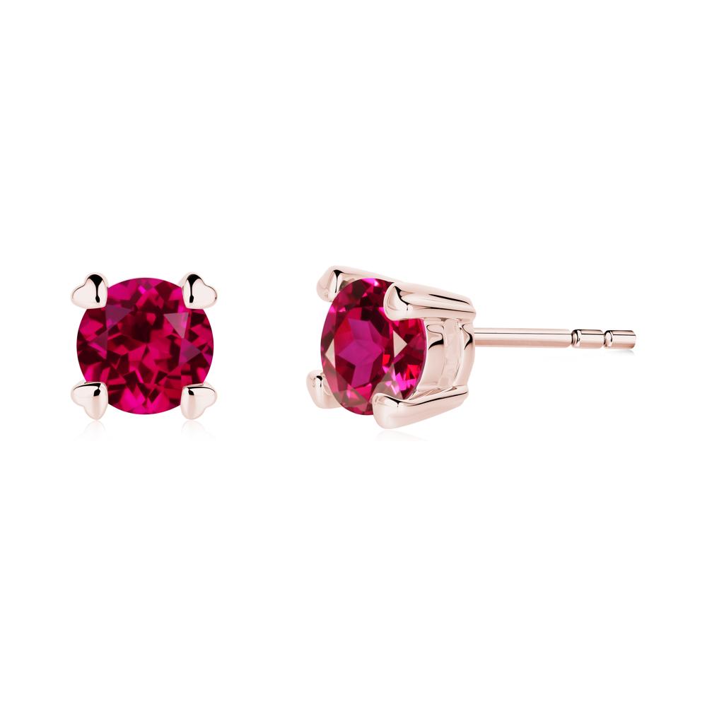 Heart Prongs Solitaire Ruby Earrings - LUO Jewelry #metal_18k rose gold