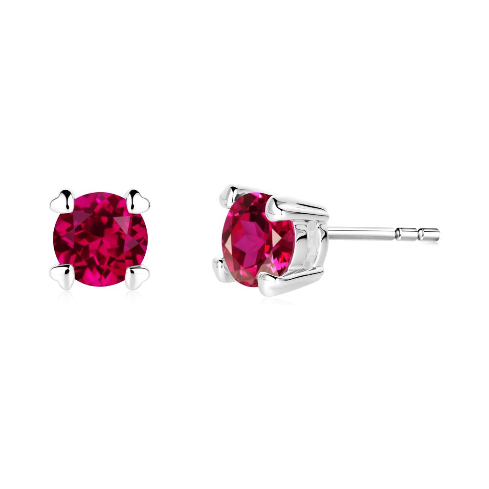 Heart Prongs Solitaire Ruby Earrings - LUO Jewelry #metal_18k white gold