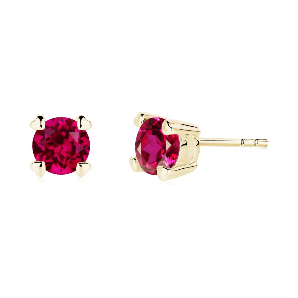 Heart Prongs Solitaire Ruby Earrings - LUO Jewelry #metal_18k yellow gold