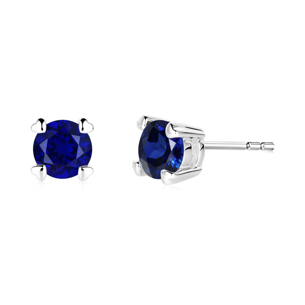 Heart Prongs Solitaire Sapphire Earrings - LUO Jewelry #metal_18k white gold