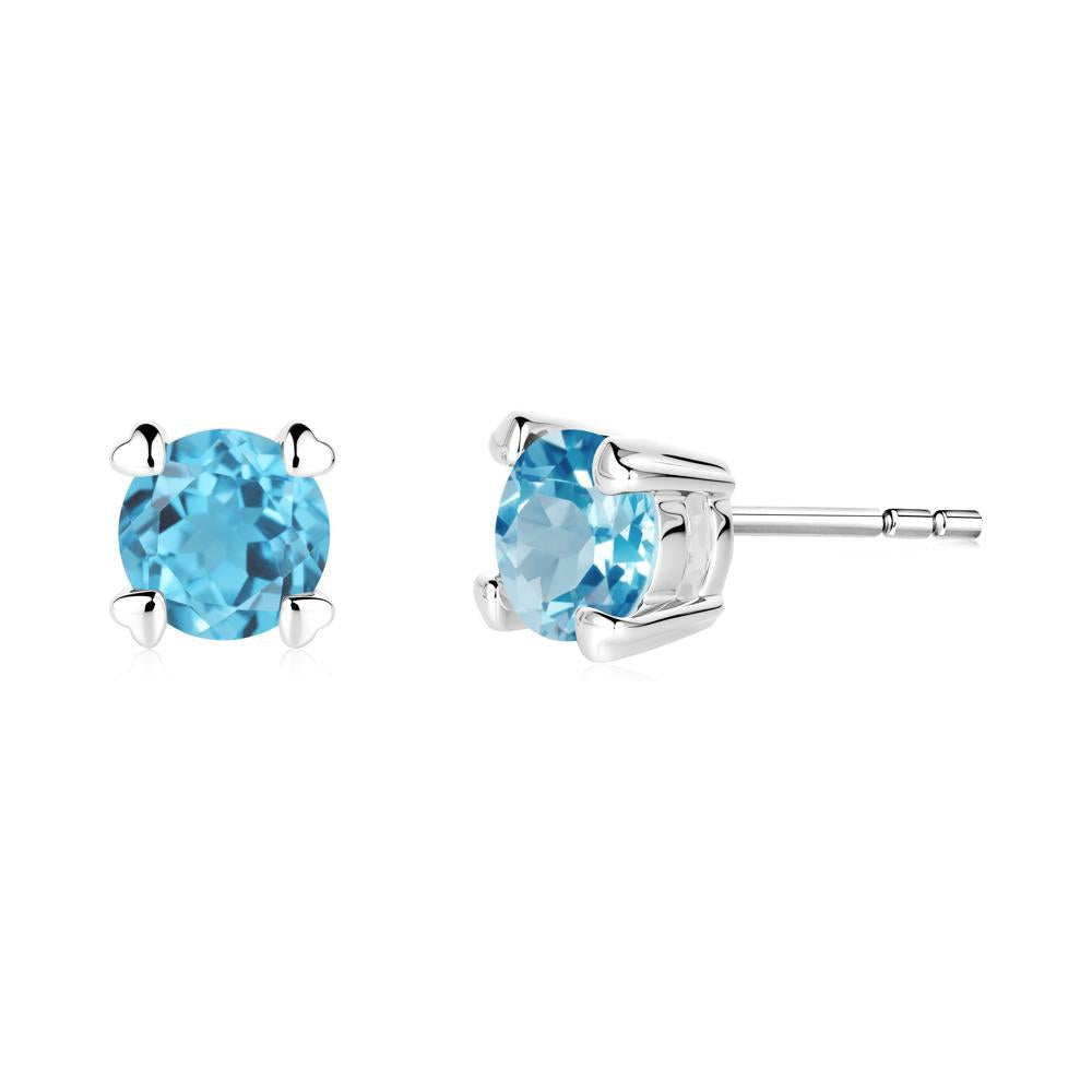 Heart Prongs Solitaire Swiss Blue Topaz Earrings - LUO Jewelry #metal_sterling silver