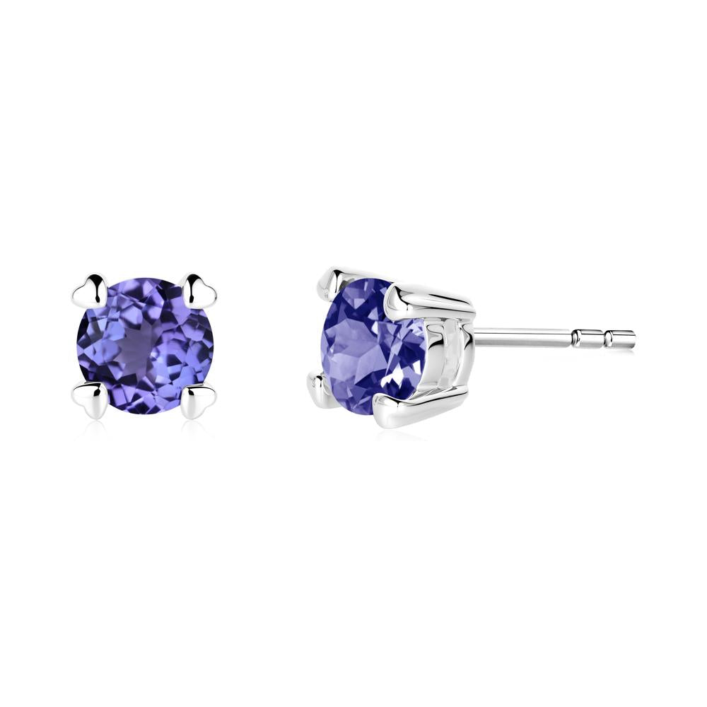 Heart Prongs Solitaire Tanzanite Earrings - LUO Jewelry #metal_14k white gold