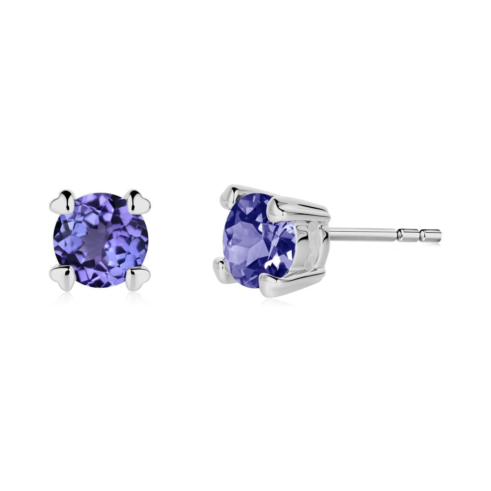 Heart Prongs Solitaire Tanzanite Earrings - LUO Jewelry #metal_platinum