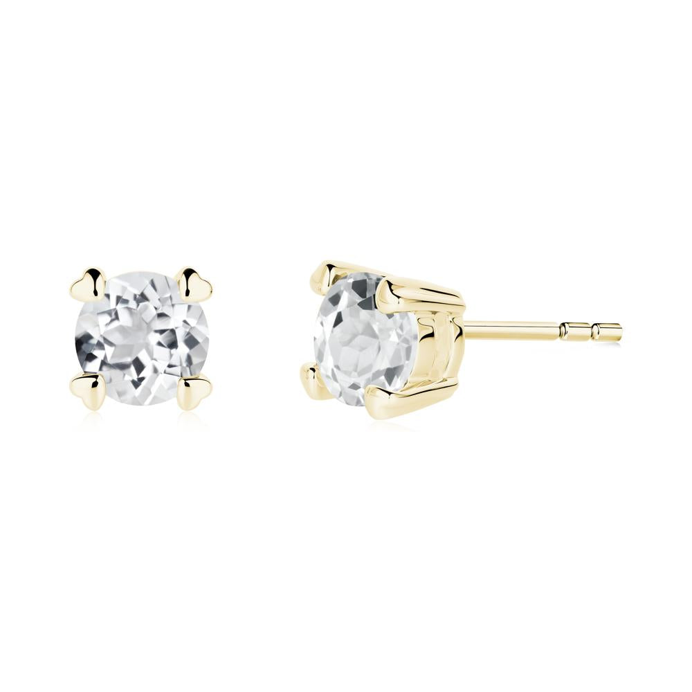Heart Prongs Solitaire White Topaz Earrings - LUO Jewelry #metal_18k yellow gold