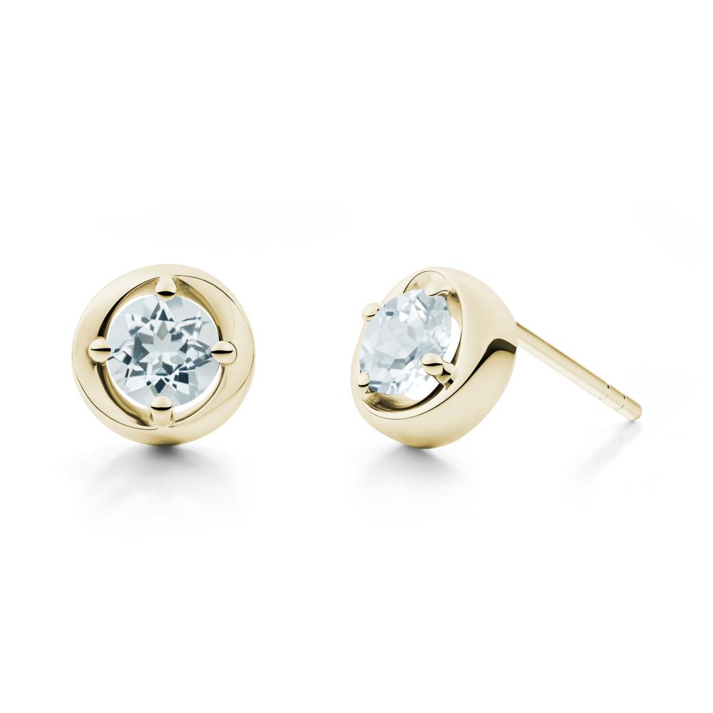 Swirl Aquamarine Stud Earrings - LUO Jewelry #metal_14k yellow gold