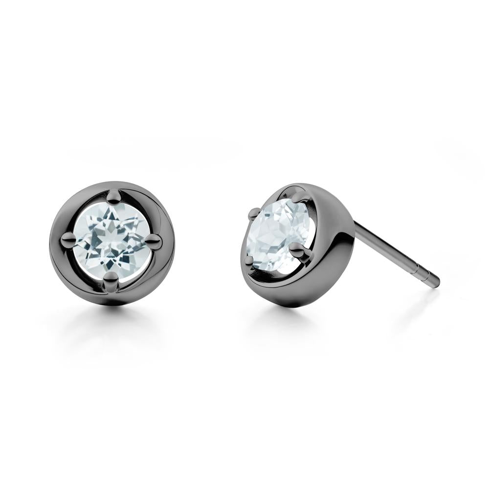 Swirl Aquamarine Stud Earrings - LUO Jewelry #metal_black finish sterling silver