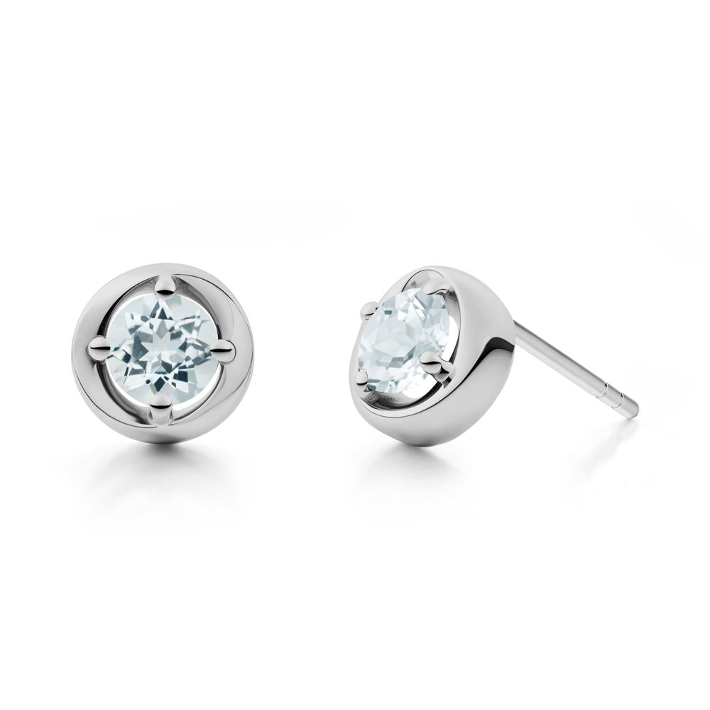 Swirl Aquamarine Stud Earrings - LUO Jewelry #metal_platinum