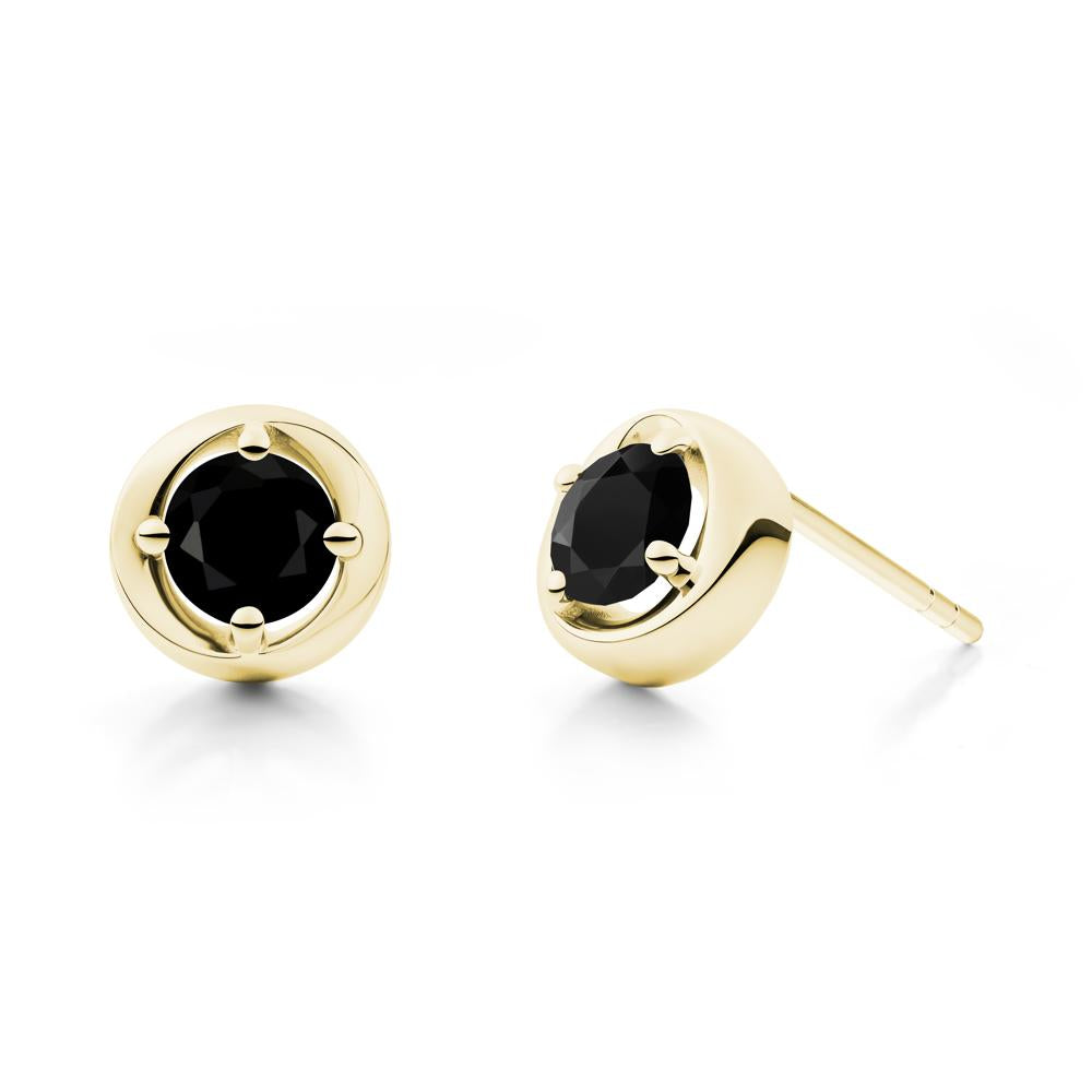 Swirl Black Spinel Stud Earrings - LUO Jewelry #metal_18k yellow gold