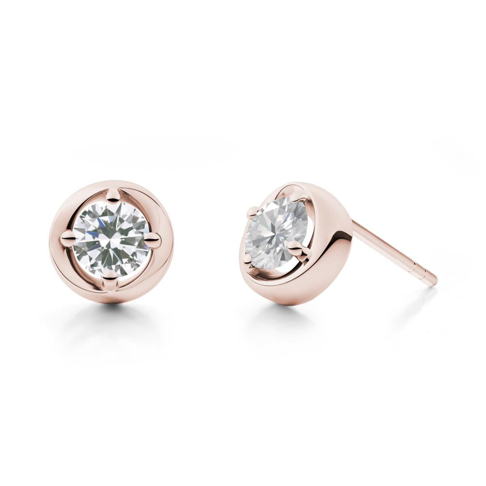 Swirl Cubic Zirconia Stud Earrings - LUO Jewelry #metal_14k rose gold