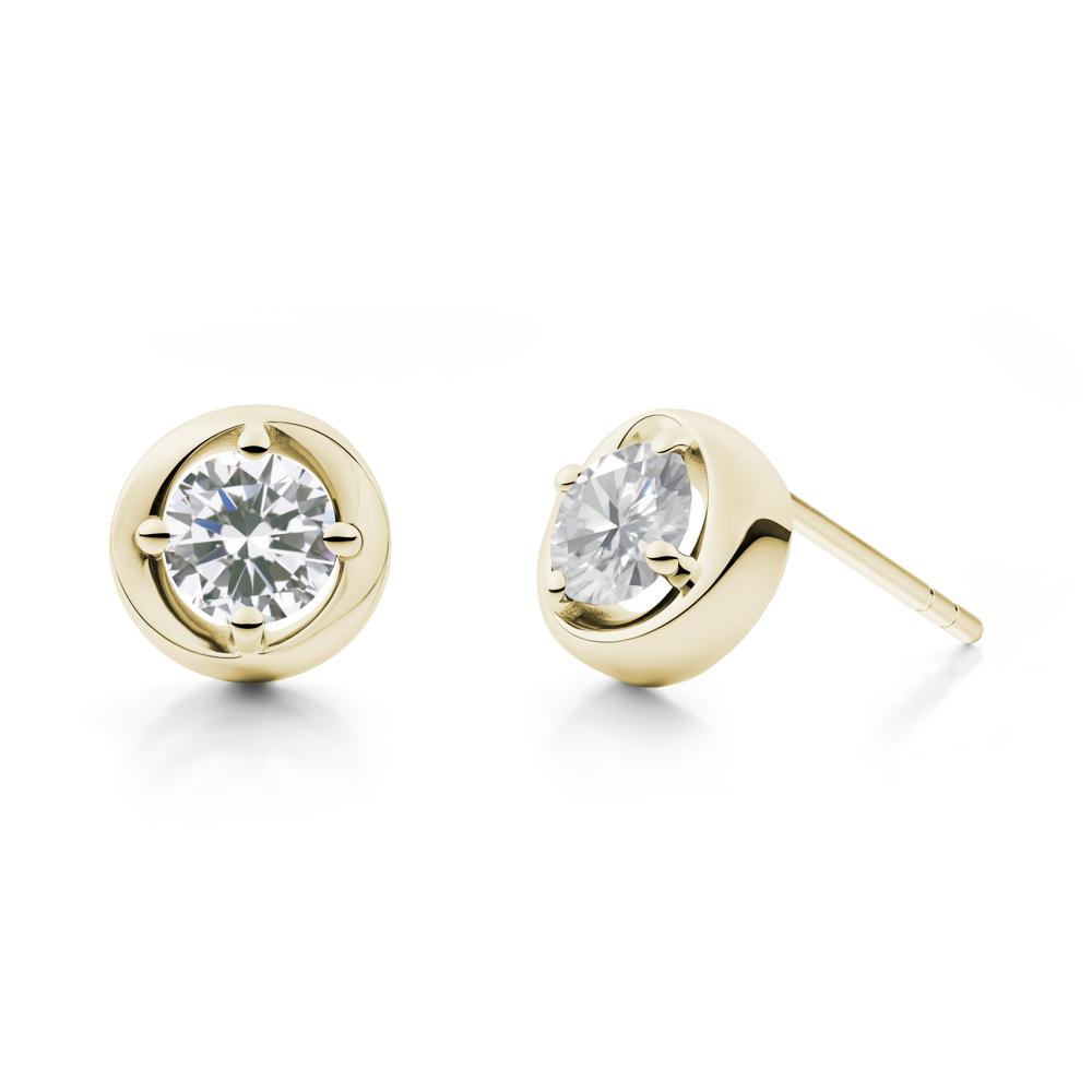 Swirl Cubic Zirconia Stud Earrings - LUO Jewelry #metal_14k yellow gold