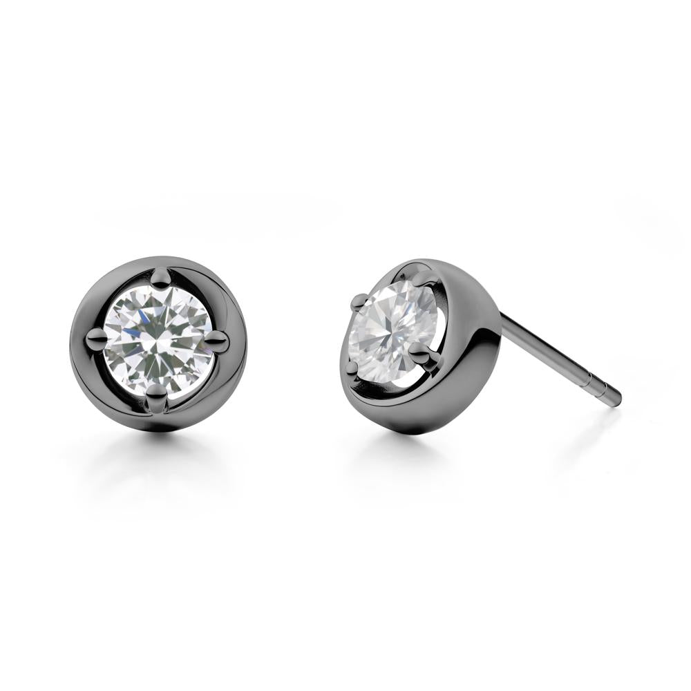 Swirl Cubic Zirconia Stud Earrings - LUO Jewelry #metal_black finish sterling silver