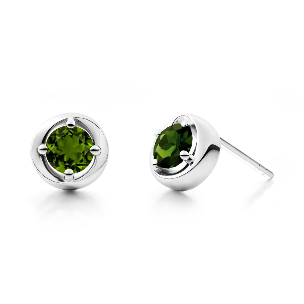 Swirl Diopside Stud Earrings - LUO Jewelry #metal_14k white gold