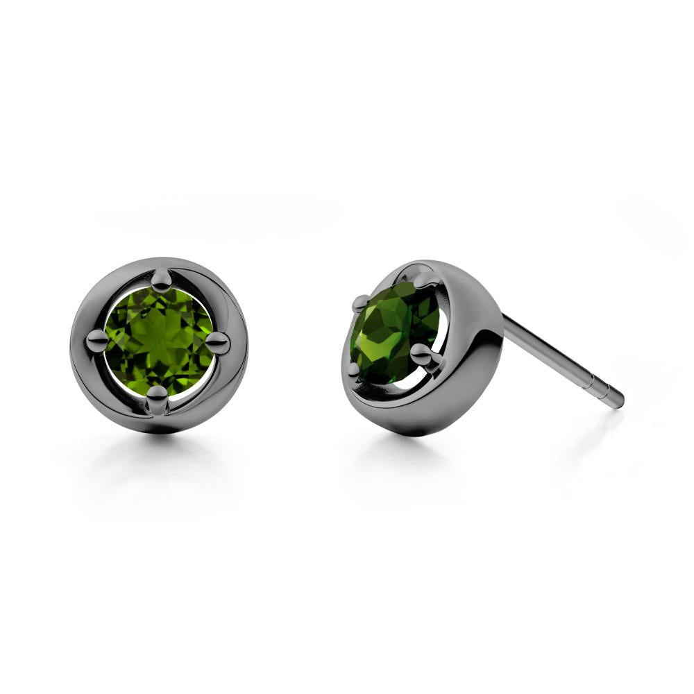 Swirl Diopside Stud Earrings - LUO Jewelry #metal_black finish sterling silver