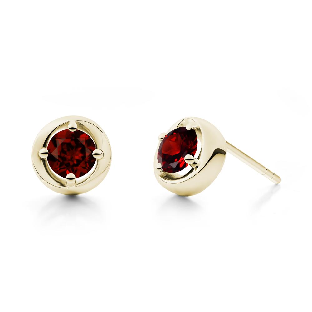 Swirl Garnet Stud Earrings - LUO Jewelry #metal_14k yellow gold